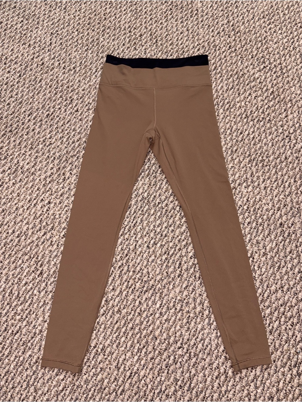 Athleta Tan Leggings with Black Waistband